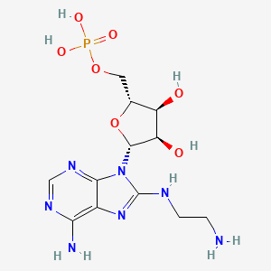 molecular formula C12H20N7O7P B8720446 8-[(2-Aminoethyl)amino]adenosine 5'-(dihydrogen phosphate) CAS No. 56878-14-9