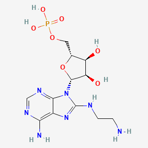 ((2R,3S,4R,5R)-5-(6-Amino-8-((2-aminoethyl)amino)-9H-purin-9-yl)-3,4-dihydroxytetrahydrofuran-2-yl)methyl dihydrogen phosphate