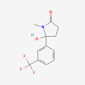 molecular formula C12H12F3NO2 B8720869 2-Pyrrolidinone, 5-hydroxy-1-methyl-5-(3-(trifluoromethyl)phenyl)- CAS No. 56948-73-3