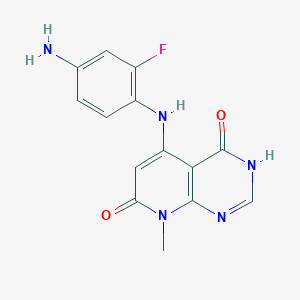 molecular formula C14H12FN5O2 B8720892 5-((4-Amino-2-fluorophenyl)amino)-8-methylpyrido[2,3-d]pyrimidine-4,7(3H,8H)-dione 