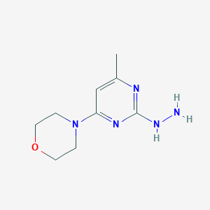 molecular formula C9H15N5O B8721782 2-Hydrazino-4-morpholino-6-methylpyrimidine CAS No. 118121-87-2