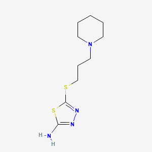 molecular formula C10H18N4S2 B8721867 2-Amino-5-piperidinopropylthio-1,3,4-thiadiazole 