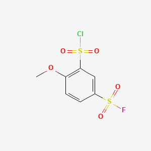 molecular formula C7H6ClFO5S2 B8721897 Benzenesulfonyl fluoride, 3-(chlorosulfonyl)-4-methoxy- CAS No. 97903-70-3