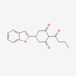 molecular formula C18H18O4 B8721939 5-(1-Benzofuran-2-yl)-2-butanoylcyclohexane-1,3-dione CAS No. 92710-20-8