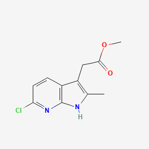 molecular formula C11H11ClN2O2 B8721965 1H-Pyrrolo[2,3-b]pyridine-3-acetic acid, 6-chloro-2-methyl-, methyl ester 