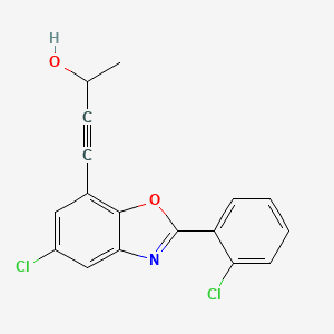 molecular formula C17H11Cl2NO2 B8722245 5-Chloro-2-(2-chlorophenyl)-7-(3-hydroxy-1-butynyl)-benzoxazole 
