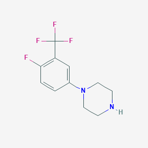 molecular formula C11H12F4N2 B8722252 Piperazine, 1-[4-fluoro-3-(trifluoromethyl)phenyl]- 