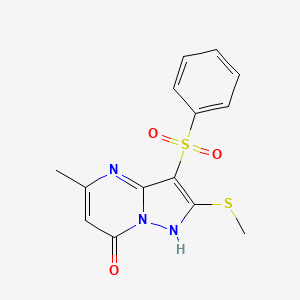 3-(BENZENESULFONYL)-5-METHYL-2-(METHYLSULFANYL)-4H,7H-PYRAZOLO[1,5-A]PYRIMIDIN-7-ONE