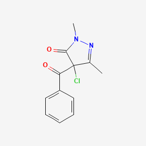 molecular formula C12H11ClN2O2 B8722321 4-Benzoyl-4-chloro-2,5-dimethyl-2,4-dihydro-3H-pyrazol-3-one CAS No. 63156-16-1