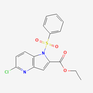 molecular formula C16H13ClN2O4S B8722378 Ethyl 1-(benzenesulfonyl)-5-chloro-1H-pyrrolo[3,2-b]pyridine-2-carboxylate 