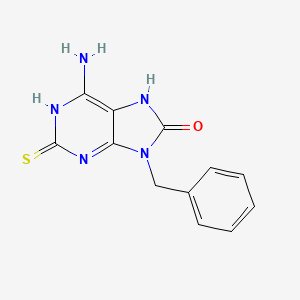 molecular formula C12H11N5OS B8722907 6-Amino-9-benzyl-8-hydroxy-2-mercaptopurine CAS No. 226908-20-9