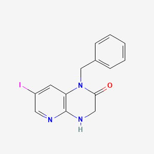 molecular formula C14H12IN3O B8722937 1-Benzyl-7-iodo-3,4-dihydropyrido[2,3-b]pyrazin-2(1H)-one CAS No. 957193-71-4