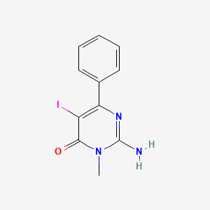 molecular formula C11H10IN3O B8723139 2-Amino-5-iodo-3-methyl-6-phenylpyrimidin-4(3H)-one CAS No. 92519-09-0