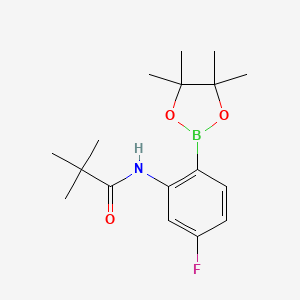 molecular formula C17H25BFNO3 B8723255 N-(5-fluoro-2-(4,4,5,5-tetramethyl-1,3,2-dioxaborolan-2-yl)phenyl)pivalamide 