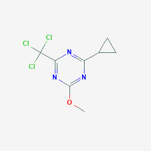 molecular formula C8H8Cl3N3O B8723318 2-Cyclopropyl-4-methoxy-6-(trichloromethyl)-1,3,5-triazine CAS No. 92238-47-6