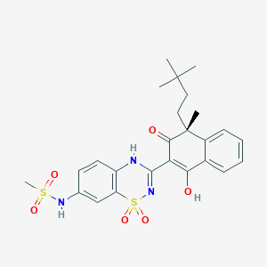 molecular formula C25H29N3O6S2 B8723345 Methanesulfonamide, N-(3-((4R)-4-(3,3-dimethylbutyl)-3,4-dihydro-1-hydroxy-4-methyl-3-oxo-2-naphthalenyl)-1,1-dioxido-2H-1,2,4-benzothiadiazin-7-yl)- CAS No. 847442-91-5