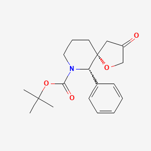 molecular formula C19H25NO4 B8723351 1-Oxa-7-azaspiro[4.5]decane-7-carboxylic acid,3-oxo-6-phenyl-,1,1-dimethylethyl ester,(5R,6S)- 