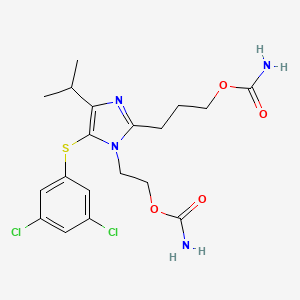 molecular formula C19H24Cl2N4O4S B8723721 1H-Imidazole-2-propanol, 1-(2-((aminocarbonyl)oxy)ethyl)-5-((3,5-dichlorophenyl)thio)-4-(1-methylethyl)-, carbamate (ester) CAS No. 178980-46-6