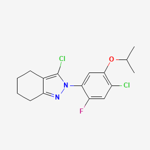 molecular formula C16H17Cl2FN2O B8724191 3-Chloro-2-(4-chloro-2-fluoro-5-propan-2-yloxyphenyl)-4,5,6,7-tetrahydroindazole CAS No. 91167-63-4