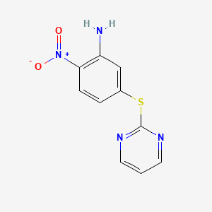 molecular formula C10H8N4O2S B8724253 2-Nitro-5-(pyrimidin-2-ylthio)aniline CAS No. 55564-33-5