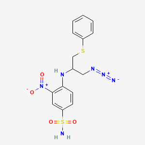 molecular formula C15H16N6O4S2 B8724635 4-{[1-Azido-3-(phenylsulfanyl)-2-propanyl]amino}-3-nitrobenzenesulfonamide CAS No. 406235-11-8