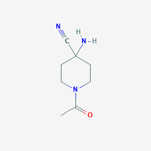 molecular formula C8H13N3O B8724642 4-Piperidinecarbonitrile,1-acetyl-4-amino- 