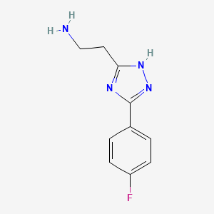 molecular formula C10H11FN4 B8725312 2-(3-(4-fluorophenyl)-1H-1,2,4-triazol-5-yl)ethanamine 