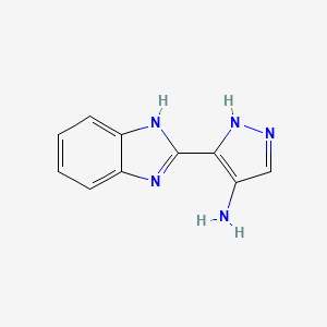 molecular formula C10H9N5 B8725328 3-(1H-benzimidazol-2-yl)-1H-pyrazol-4-ylamine CAS No. 825615-91-6