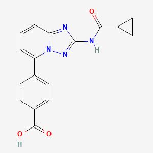 molecular formula C17H14N4O3 B8725400 4-[2-(Cyclopropanecarbonyl-amino)-[1,2,4]triazolo[1,5-a]pyridin-5-yl]-benzoic acid 