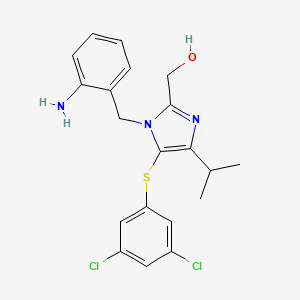 molecular formula C20H21Cl2N3OS B8726000 1H-Imidazole-2-methanol, 1-((2-aminophenyl)methyl)-5-((3,5-dichlorophenyl)thio)-4-(1-methylethyl)- CAS No. 178980-12-6