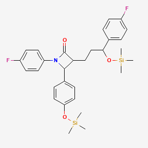 molecular formula C30H37F2NO3Si2 B8726205 1-(4-Fluorophenyl)-3-[3-(4-fluorophenyl)-3-trimethylsilanyloxypropyl]-4-(4-trimethylsilanyloxyphenyl)azetidin-2-one 