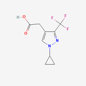 molecular formula C9H9F3N2O2 B8726270 2-(1-Cyclopropyl-3-(trifluoromethyl)-1H-pyrazol-4-yl)acetic acid 