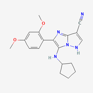 molecular formula C19H21N5O2 B8726364 3-(cyclopentylamino)-2-(2,4-dimethoxyphenyl)-1H-imidazo[1,2-b]pyrazole-7-carbonitrile 