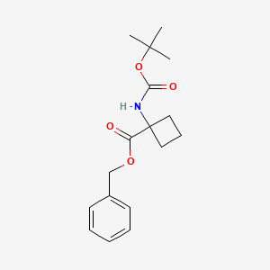molecular formula C17H23NO4 B8726446 1-tert-Butoxycarbonylamino-cyclobutanecarboxylic acid benzyl ester 