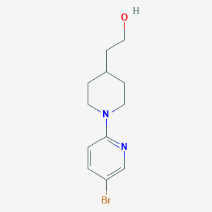 molecular formula C12H17BrN2O B8726698 2-(5'-Bromo-3,4,5,6-tetrahydro-2H-[1,2']bipyridinyl-4-yl)ethanol 