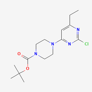 molecular formula C15H23ClN4O2 B8726758 4-(2-Chloro-6-ethyl-pyrimidin-4-yl)-piperazine-1-carboxylic acid tert-butyl ester 