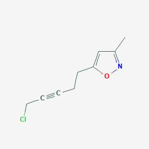 molecular formula C9H10ClNO B8726838 Isoxazole, 5-(5-chloro-3-pentynyl)-3-methyl- CAS No. 144466-24-0