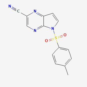 molecular formula C14H10N4O2S B8727027 5-tosyl-5H-pyrrolo[2,3-b]pyrazine-2-carbonitrile 