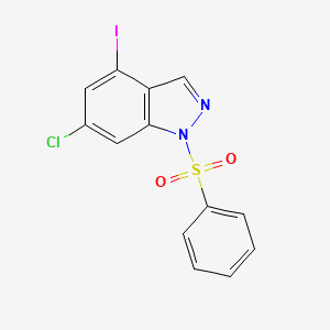 molecular formula C13H8ClIN2O2S B8727039 1-(benzenesulfonyl)-6-chloro-4-iodoindazole 