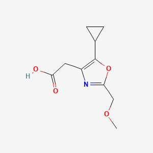 molecular formula C10H13NO4 B8727052 2-(5-Cyclopropyl-2-(methoxymethyl)oxazol-4-yl)acetic acid 
