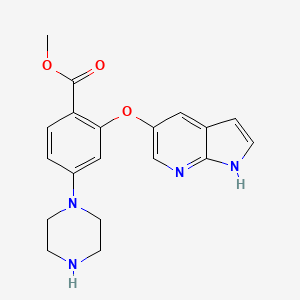 molecular formula C19H20N4O3 B8727480 Methyl 2-(1h-pyrrolo[2,3-b]pyridin-5-yloxy)-4-(piperazin-1-yl)benzoate 