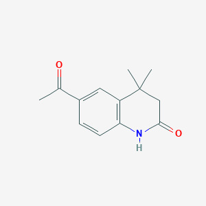 molecular formula C13H15NO2 B8727558 6-Acetyl-4,4-dimethyl-3,4-dihydroquinolin-2(1h)-one CAS No. 651026-51-6
