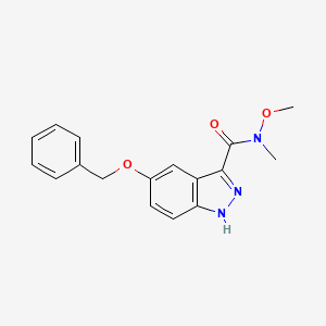 molecular formula C17H17N3O3 B8727651 5-(Benzyloxy)-N-methoxy-N-methyl-1H-indazole-3-carboxamide 