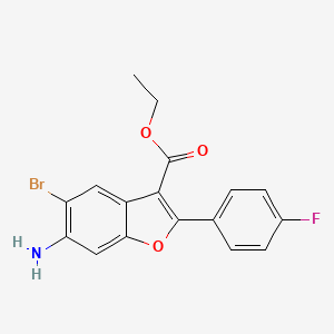 molecular formula C17H13BrFNO3 B8728196 Ethyl 6-amino-5-bromo-2-(4-fluorophenyl)benzofuran-3-carboxylate 