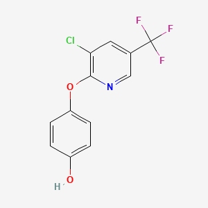 molecular formula C12H7ClF3NO2 B8728331 4-[3-Chloro-5-(trifluoromethyl)pyridin-2-yl]oxyphenol 