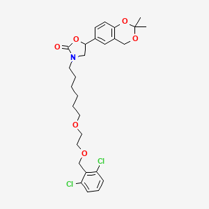 molecular formula C28H35Cl2NO6 B8728457 3-(6-(2-((2,6-dichlorobenzyl)oxy)ethoxy)hexyl)-5-(2,2-dimethyl-4H-benzo[d][1,3]dioxin-6-yl)oxazolidin-2-one 