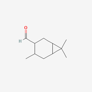 molecular formula C11H18O B8728547 4,7,7-Trimethylbicyclo[4.1.0]heptane-3-carbaldehyde CAS No. 68804-32-0