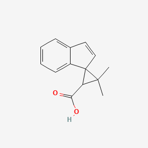 molecular formula C14H14O2 B8728590 3,3-dimethylspiro[cyclopropane-1,1'-[1H]indene]-2-carboxylic acid CAS No. 60424-44-4