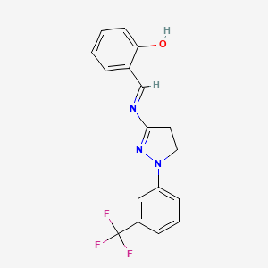 molecular formula C17H14F3N3O B8728603 2-{[1-(3-Trifluoromethyl-phenyl)-4,5-dihydro-1H-pyrazol-3-ylimino]-methyl}-phenol 