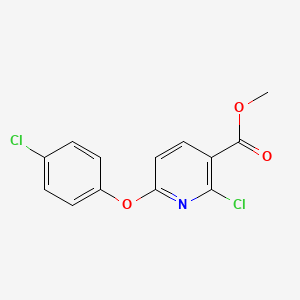 molecular formula C13H9Cl2NO3 B8728662 Methyl 2-chloro-6-(4-chlorophenoxy)nicotinate 